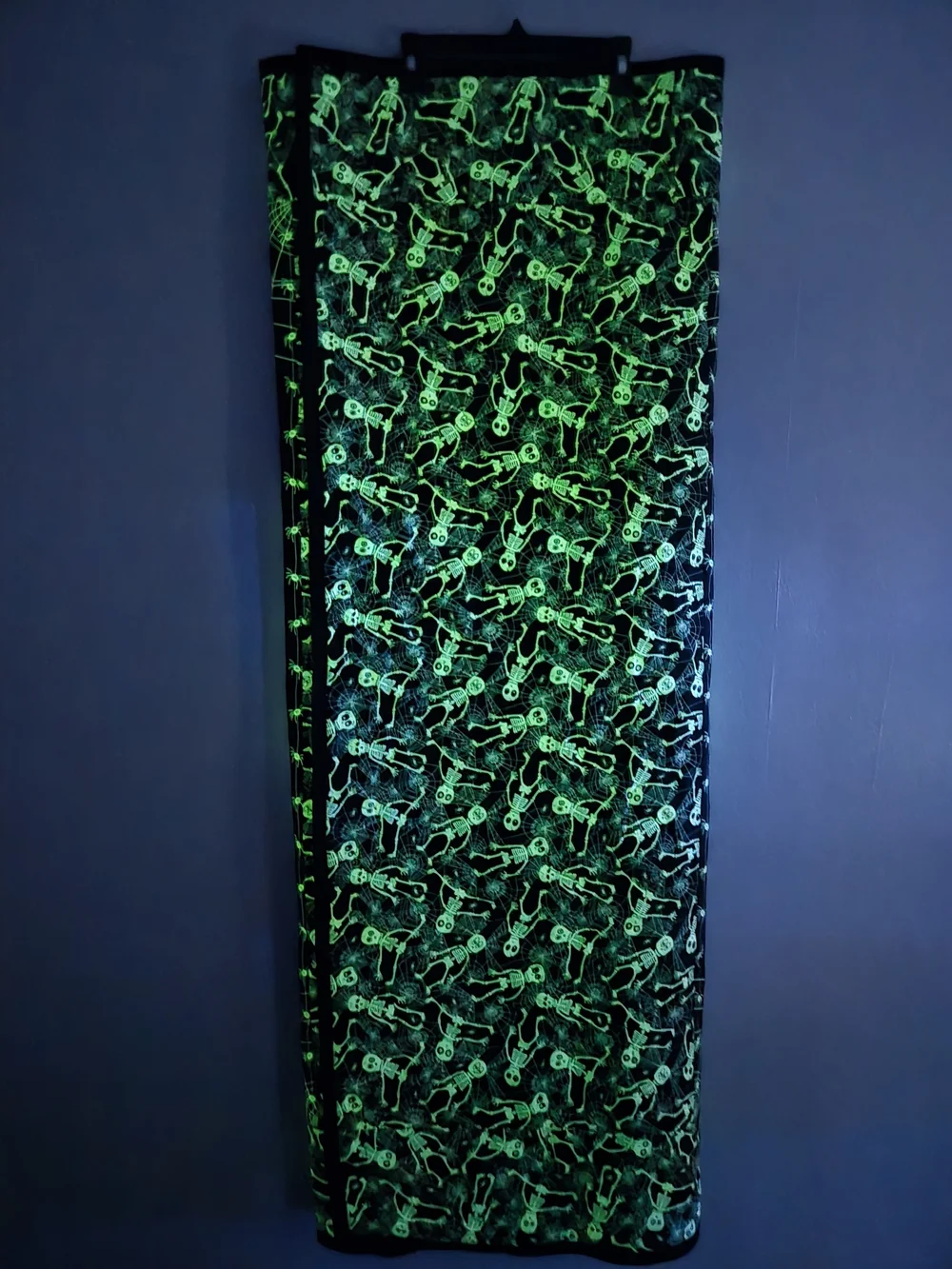 Halloween Glow In The Dark Quilted Throw Blanket Skeleton Spiderweb Handmade